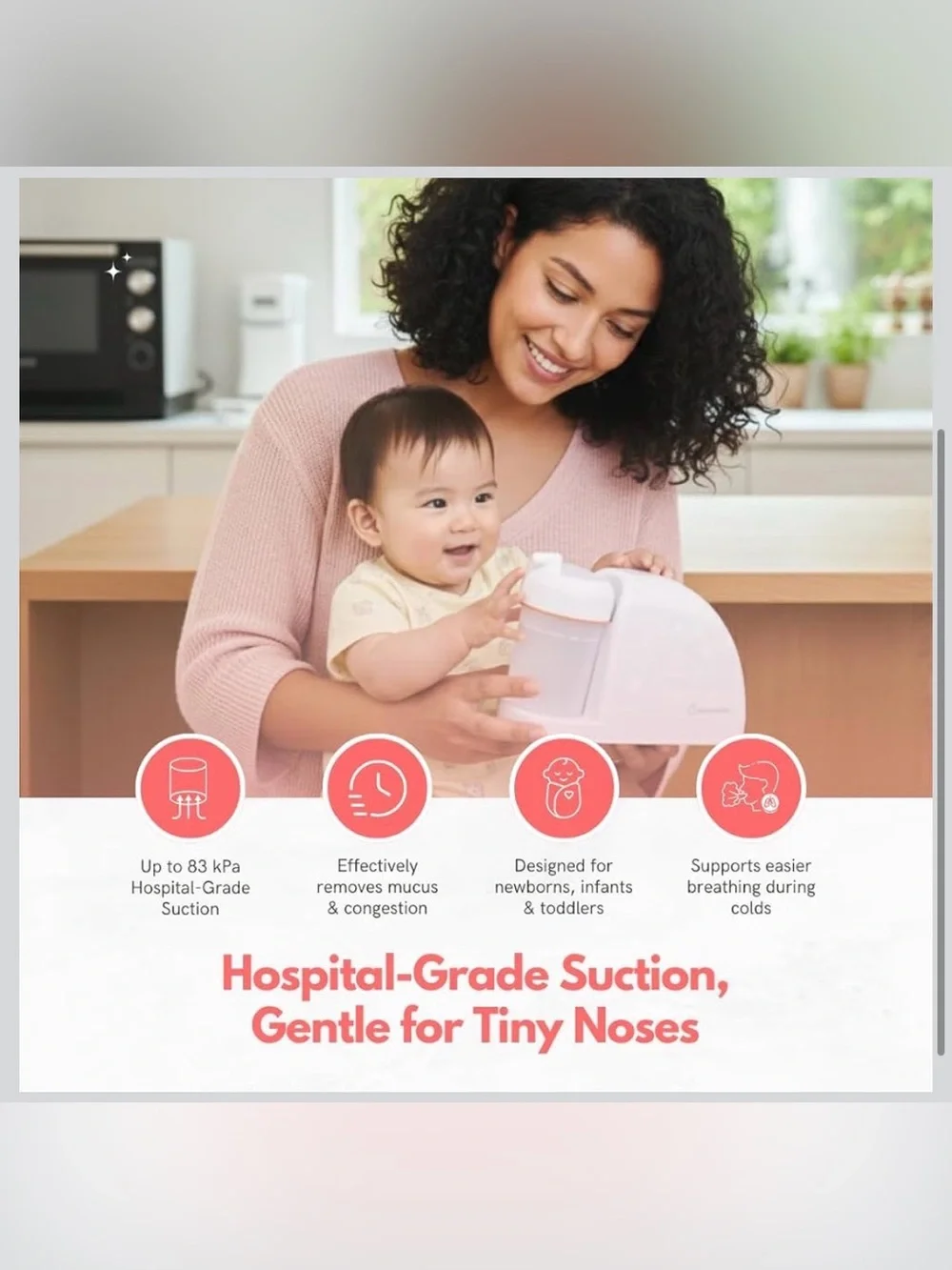 New Open Box BabySmile Electric Nasal Aspirator, Gentle Suction Nose Cleaner